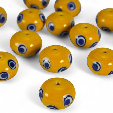 CELTIC GLASS BEAD WITH EYES, YELLOW