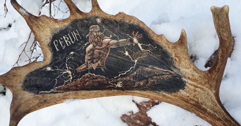 PERUN, ENGRAVED ANTLER