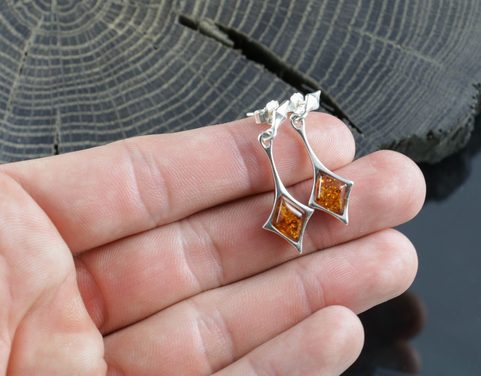JASNA, AMBER, EARRINGS, YELLOW, STERLING SILVER