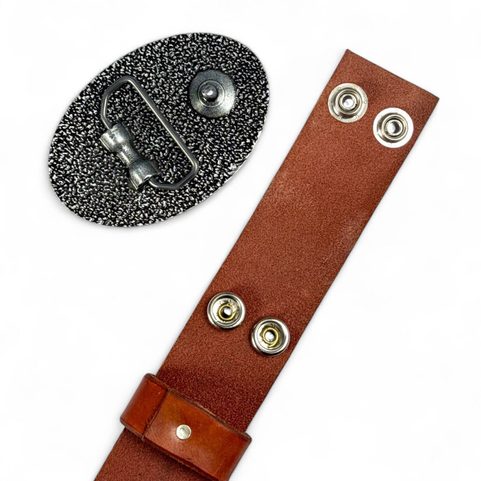 BOHEMIA, CZECH LION, LEATHER BELT, COGNAC