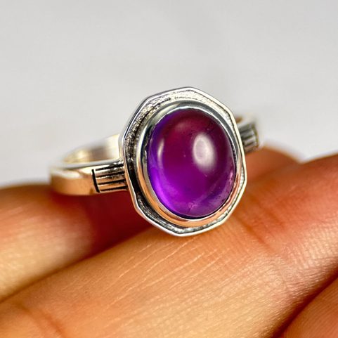MEDIEVAL SILVER RING, AMETHYST, AG 925/1000