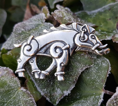 COLLACH - CELTIC BOAR PENDANT, SILVER, 10G