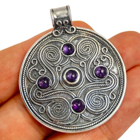 BATTERSEA, LUXURY BRYTHONIC JEWEL INSPIRED BY THE FIND, AMETHYSTS, SILVER 925, 12 G