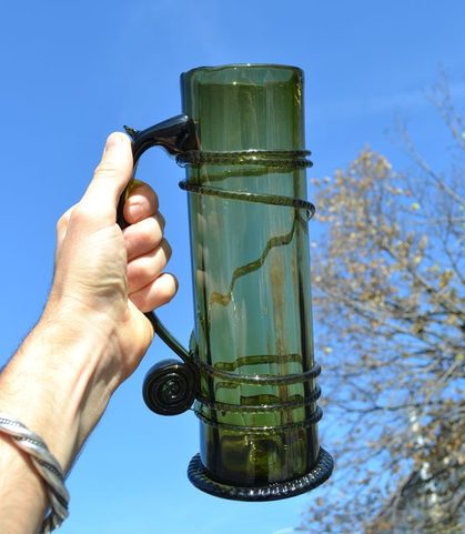 ONE LITER GLASS, HAND BLOWN
