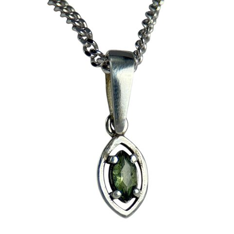 MOLDAVITE, PENDENTIF EN ARGENT AG 925/1000