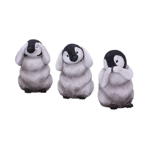 SEE NO, HEAR NO, SPEAK NO EVIL EMPEROR PENGUIN CHICK FIGURINES