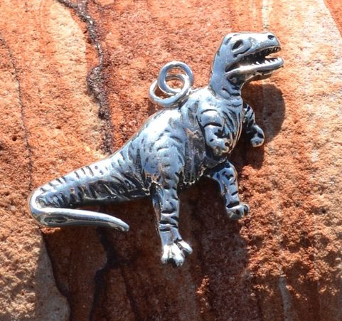 TYRANNOSAURUS REX, SILVER DINOSAUR PENDANT, AG 925
