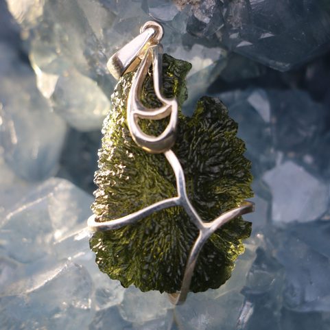 HEDA, SILBER-ANHÄNGER, MOLDAVIT,  AG 925