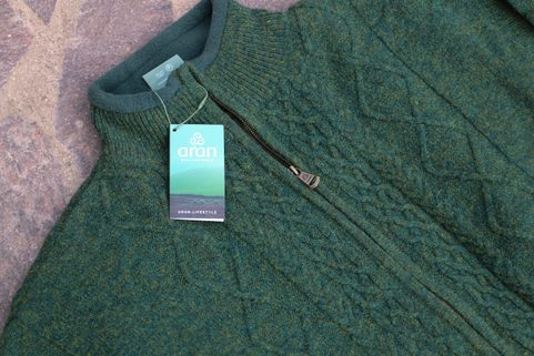 EAMON MEN'S LINED ZIPPER CARDIGAN GREEN