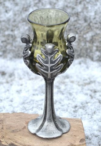 OAK LEAF, HISTORICAL GLASS GOBLET, DECORATIVE REPLICA