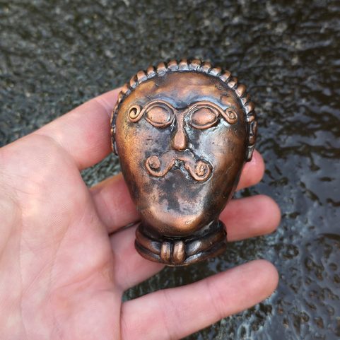 CELTIC DRUID, WALKING STICK HEAD, BRONZE