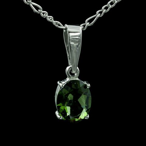 OVAL, MOLDAVITE PENDANT, SILVER 925