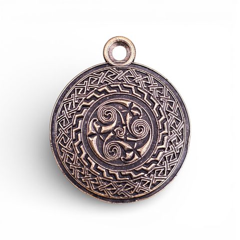 CELTIC TRISKEL, PENDANT, ZINC, OLD BRASS