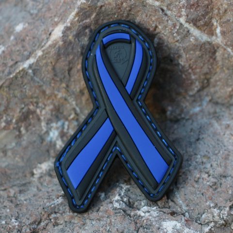 THIN BLUE LINE RIBBON RUBBER PATCH POLICE SUPPORT