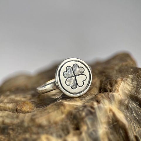 QUATREFOIL, MEDIEVAL RING, SILVER 925/1000