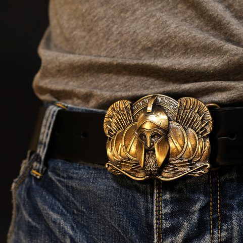 SPARTAN, WARRIORS, BELT BUCKLE, BRASS