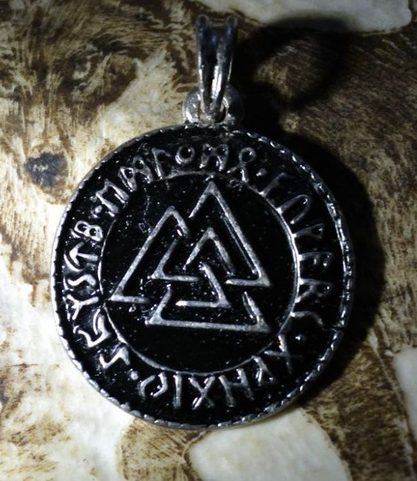 VALKNUT, SILVERED VIKING PENDANT