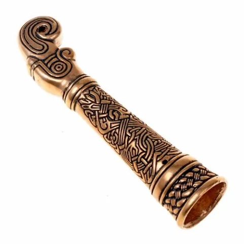 ANGLO-SAXON DRINKING HORN HANDLE, BRONZE