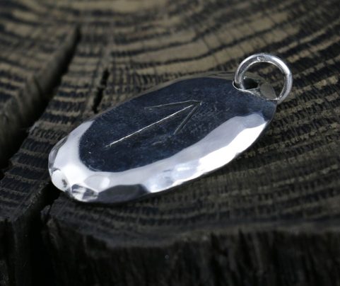 TEIWAZ, RUNE, STERLING SILVER PENDANT