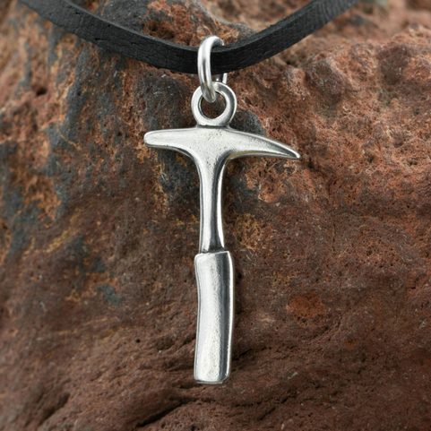 GEOLOGICAL HAMMER, SILVER PENDANT