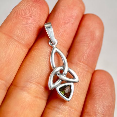 KIRA - PENDENTIF, MOLDAVITE, ARGENT