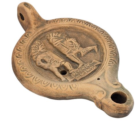 OIL LAMP, GLADIATOR'S DUEL, LANTERN