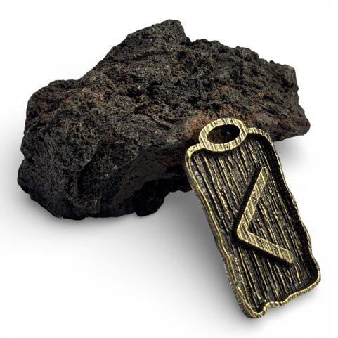 KENAZ - RUNE PENDANT, ZINC ANT.BRASS