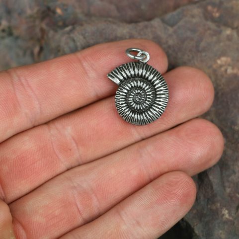 AMMONITE, PENDANT, ZINC ANTIQUE SILVER