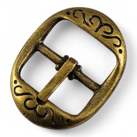HISTORICAL BELT BUCKLE, 20MM, MEDIEVAL, OLD BRASS