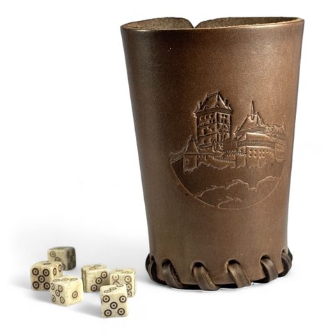 LEATHER CUP FOR DICE BROWN