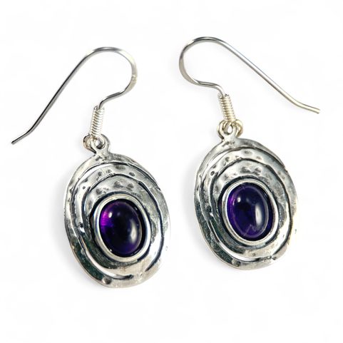 FOREST WELL, STERLING SILVER EARRINGS, AMETHYST