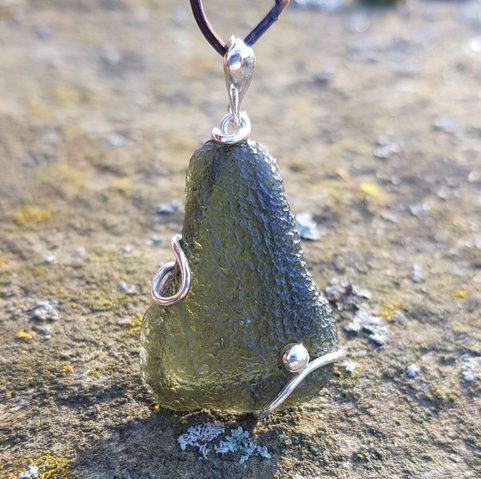 SELENE MOLDAVITE, STERLING SILVER PENDANT