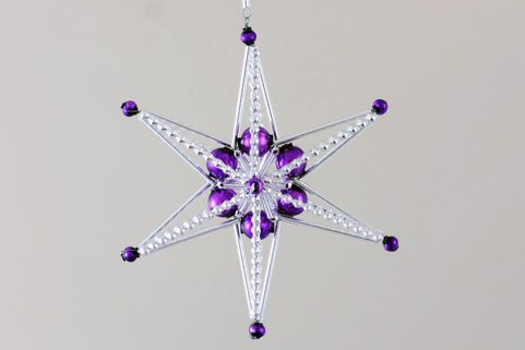PURPLE STAR, YULE DECORATION FROM BOHEMIA