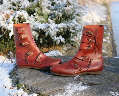 RASMUS, VIKING LEATHER SHOES, LIGHT BROWN