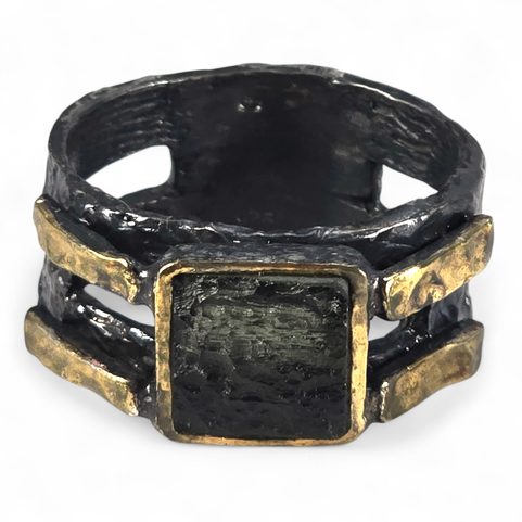 PETR VOK, MOLDAVITE, SILVER RING, AG 925/1000, 12 G