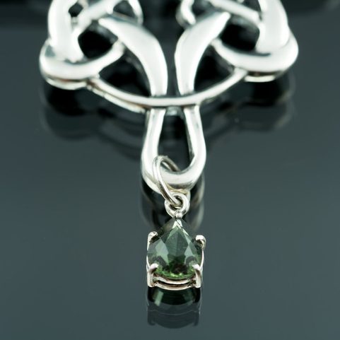 ART NOUVEAU, SILVER NECKLACE, MOLDAVITE