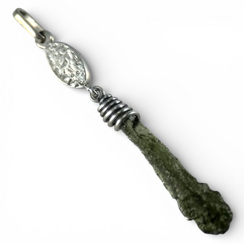 VESPERA, PENDENTIF EN MOLDAVITE, ARGENT 925/1000