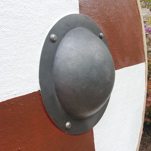 VIKING SHIELD FOR RE-ENACTMENT, RED AND WHITE