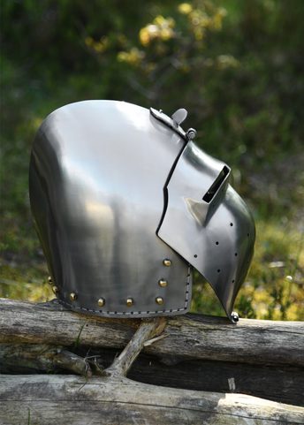 GERMAN BASCINET KLAPPVISOR, MEDIEVAL HELMET, 2 MM SHEET METAL