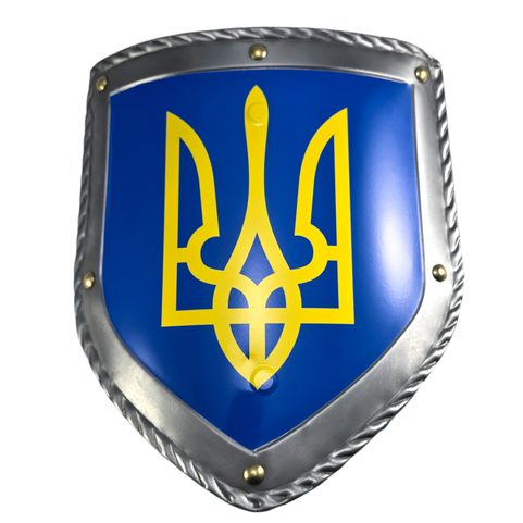 TRYZUB - UKRAINE, BOUCLIER MÉDIÉVAL - MÉTAL, FAIT MAIN
