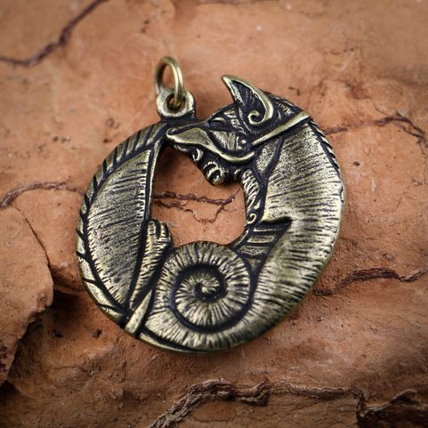 CELTIC FOX, PENDANT ZINC ANT. BRASS
