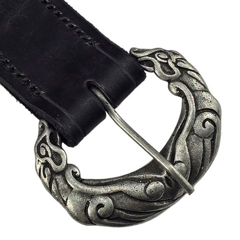 VIKING LEATHER BELT WOLF BORRE, BLACK