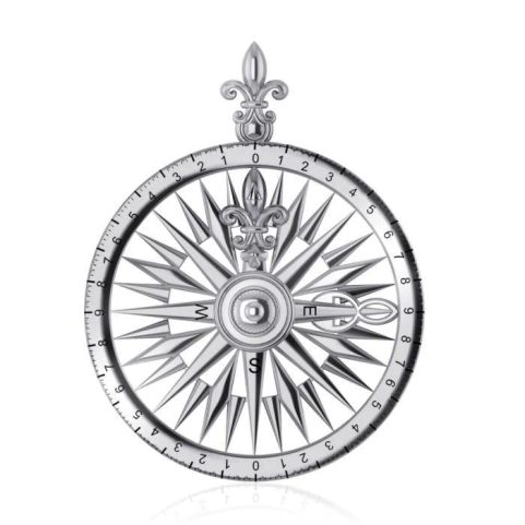 NAUTICAL COMPASS, SILVER PENDANT, AG 925
