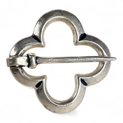 MEDIEVAL BROOCH, COSTUME, BRONZE, SILVERED