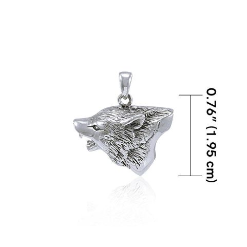 HOWLING WOLF, SILVER PENDANT