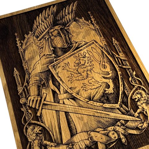 KING PREMYSL OTAKAR II OF BOHEMIA, WOOD 32X44 CM