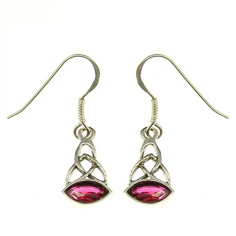 CELTIC TRIQUETRA - SILVER EARRINGS, ALMANDINE, AG925