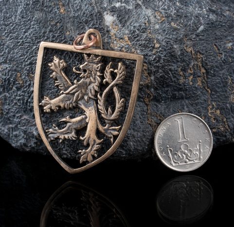 CZECH LION, BOHEMIA, BRONZE PENDANT