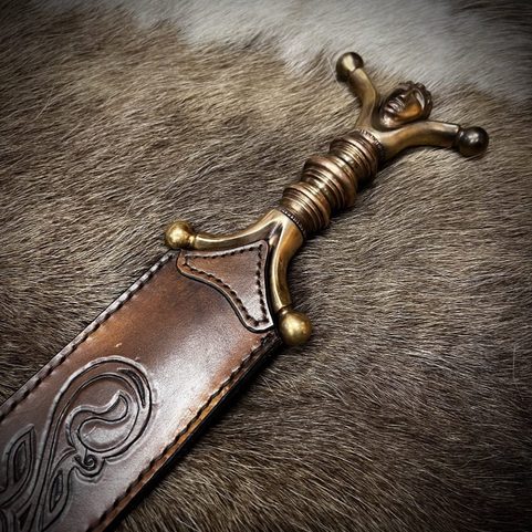 LEATHER SCABBARD FOR THE SWORD FIONN HAND CARVED