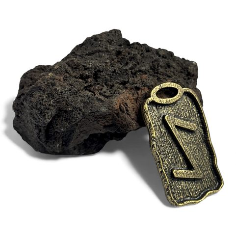 IHWAZ - RUNE PENDANT, ANTIQUE BRASS
